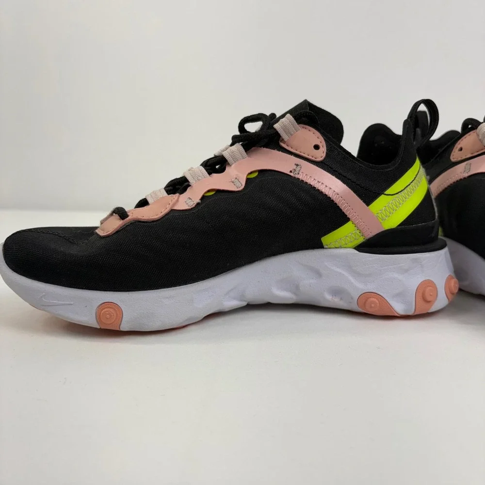 Nike React Element 55 Black‎ Volt Coral Stardust Sneakers CD6964-002 Womens 5